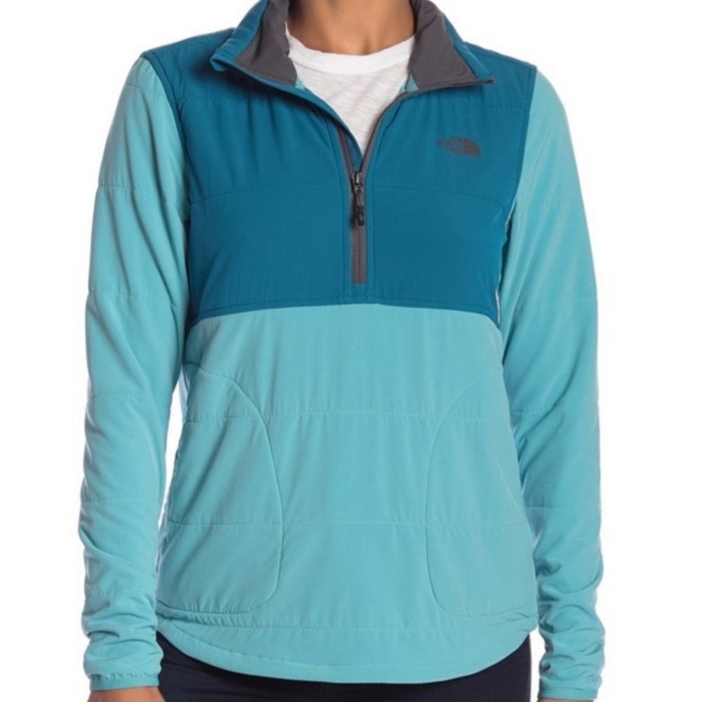 TNF Jewel Tone Teal And Green - Blue Thin 1/4 Zip Mountain Pullover Jacket, M